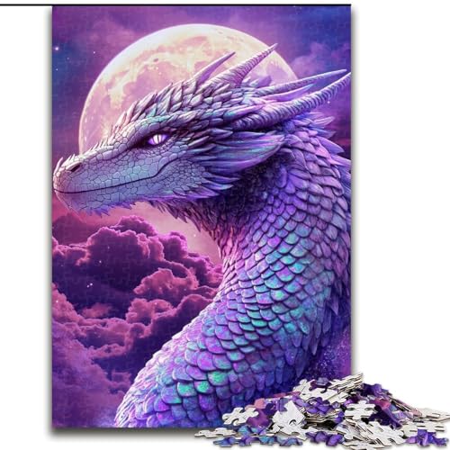 Puzzle 1000 Teile für Erwachsene, Lila Drache, Unmögliches Puzzle für Erwachsene, Weihnachten, Halloween, Muttertag, Neujahr, Ostergeschenk (Größe 50x75cm) von WGLINGX