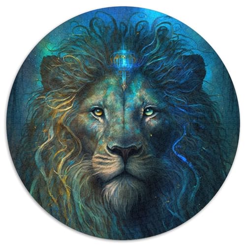 Puzzle 1000 Teile für Erwachsene, Löwe, runde Puzzles 1000 Teile für Erwachsene, anspruchsvolles Denkspiel – entspannendes Spielzeug für Teenager, 1000 Teile (67,5x67,5cm) von WGLINGX