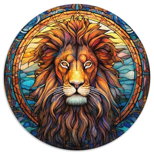 Puzzle 1000 Teile für Erwachsene, Löwe im Glasstil, schwierige Puzzles für Erwachsene, DIY-Heimdekoration, Denksportspiel für Teenager (67,5 x 67,5 cm) von WGLINGX