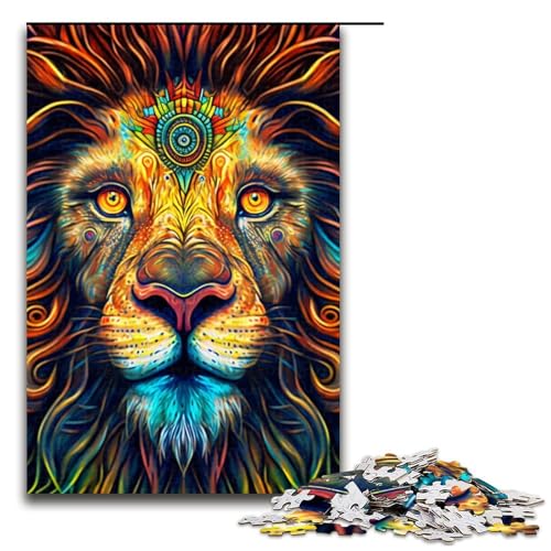 Puzzle 1000 Teile für Erwachsene, Löwengesicht, Puzzle für Teenager, Spielzeug, Denkspiel (Größe 50 x 75 cm) von WGLINGX