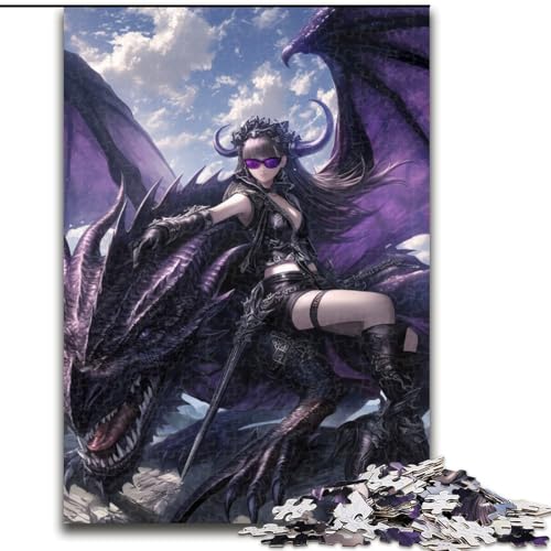 Puzzle 1000 Teile für Erwachsene, Mädchen und Drachenritter, unmögliches Puzzle für Erwachsene, Weihnachten, Halloween, Muttertag, Neujahr, Ostergeschenk (Größe 50x75cm) von WGLINGX