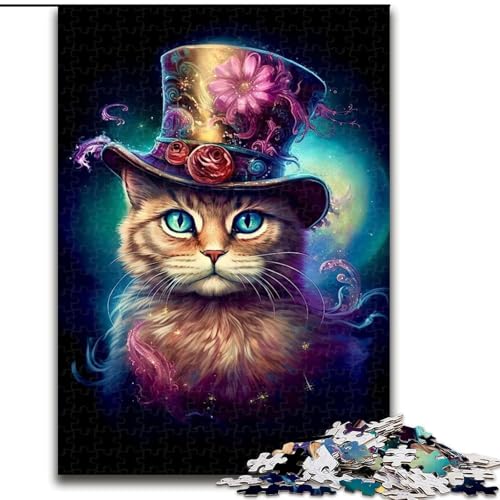 Puzzle 1000 Teile für Erwachsene, Magische Katze, Holzpuzzle, Teenager, Stressabbau, Cooles einzigartiges Geschenk für die Familie (Größe 26x38cm) von WGLINGX