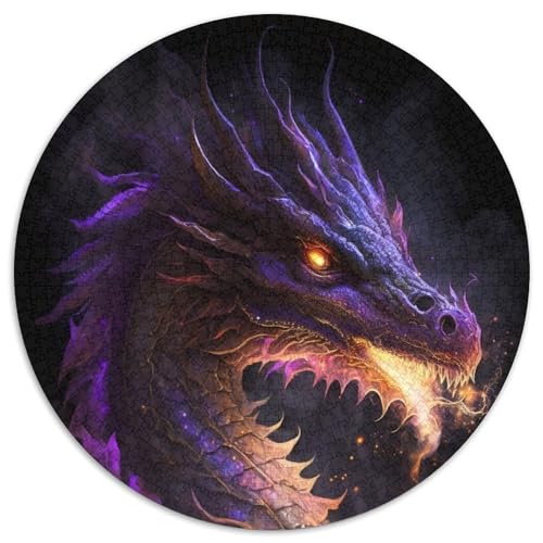 Puzzle 1000 Teile für Erwachsene, Magischer Weltraumdrache, runde Puzzles 1000 Teile für Erwachsene, anspruchsvolles Denkspiel – entspannendes Spielzeug für Teenager, 1000 Teile (67,5x67,5cm) von WGLINGX