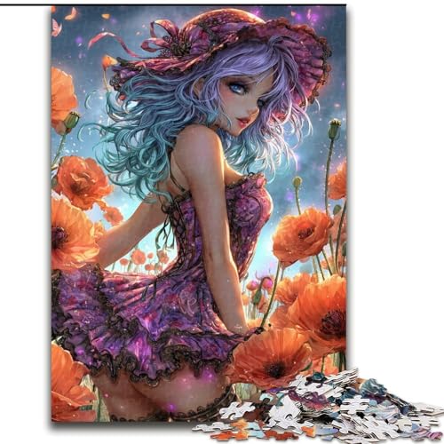 Puzzle 1000 Teile für Erwachsene, Mohnmädchen-Puzzles für 1000 Teile, Denkspiel für Teenager, Familienspieleabend (Größe 50x75cm) von WGLINGX