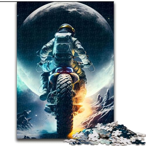Puzzle 1000 Teile für Erwachsene, Mond-Biker-Astronauten-Puzzle, interaktives Familienspiel, Denksportaufgabe als Geschenk, Lernspielzeug, Größe 26x38cm von WGLINGX