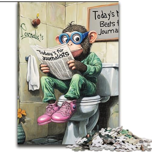 Puzzle 1000 Teile für Erwachsene, Monkey Go Toilet, Puzzle für Erwachsene, 1000 Teile, DIY-Heimdekor, Denksportspiel für Teenager (Größe 26x38cm) von WGLINGX