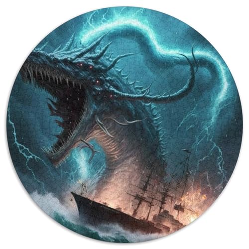 Puzzle 1000 Teile für Erwachsene, Monster Invasion, runde Puzzles für 1000 Teile, ideal für Familienspaß, Entspannung, 1000 Teile (67,5x67,5cm) von WGLINGX