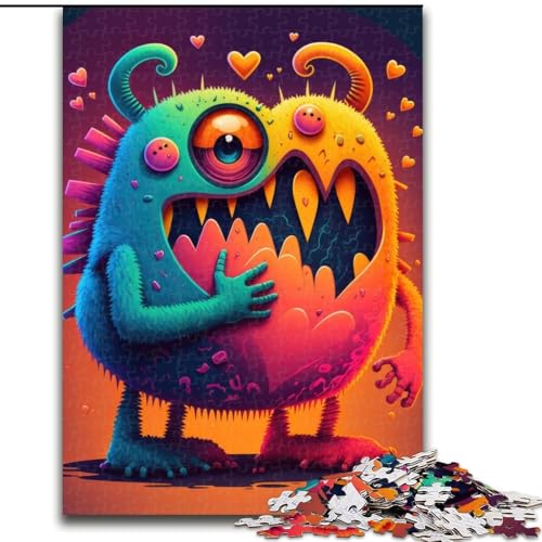Puzzle 1000 Teile für Erwachsene, Monster Love Hearts, Puzzles für Erwachsene, anspruchsvolles DIY-Denkspiel, interaktives Familienspiel (Größe 26x38cm) von WGLINGX