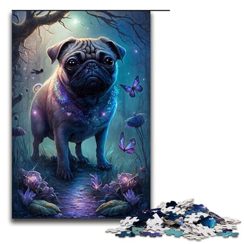 Puzzle 1000 Teile für Erwachsene, Mops, Blume, Galaxie, Puzzle für Teenager, Spielzeug, Denkspiel (Größe 50 x 75 cm) von WGLINGX