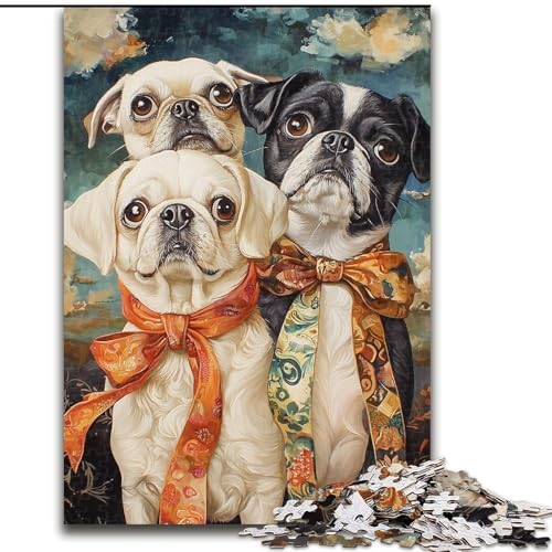Puzzle 1000 Teile für Erwachsene, Mops-Puzzle für Erwachsene, interaktives Familienspiel, geeignet für Kinder ab 14 Jahren (Größe 26x38cm) von WGLINGX