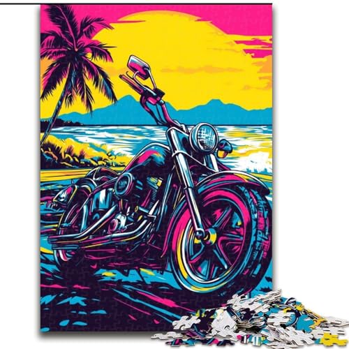 Puzzle 1000 Teile für Erwachsene, Motorrad-Puzzle am Meer, 1000 Teile, Lernspiele, schöne Dekoration (Größe 50x75cm) von WGLINGX
