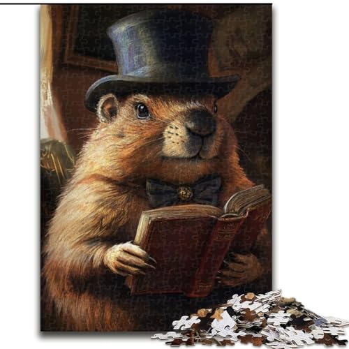 Puzzle 1000 Teile für Erwachsene, Murmeltier liest EIN Buch, Puzzles für Weihnachten, Halloween, Muttertag, Neujahr, Ostern, Geschenk (Größe 50x75cm) von WGLINGX