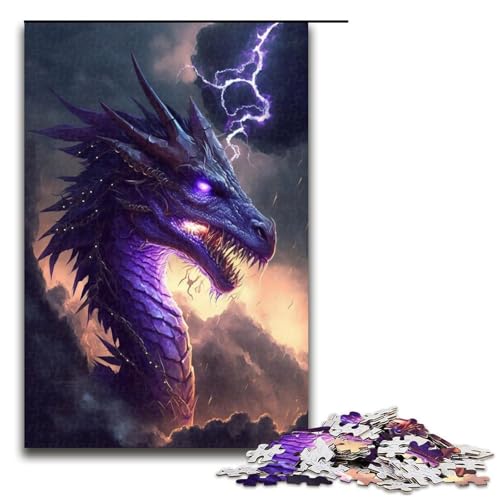 Puzzle 1000 Teile für Erwachsene, Mystery Cosmic Dragon Puzzle, Geschenk, Holzpuzzle, Lernspiel, Herausforderungsspielzeug (Größe 50 x 75 cm) von WGLINGX