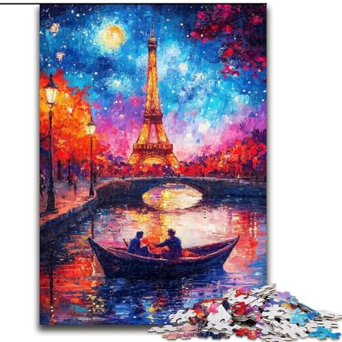 Puzzle 1000 Teile für Erwachsene, Nachthimmel, Eiffelturm, Holzpuzzle, DIY-Dekoration, anspruchsvolles Denkspiel, (Größe 50x75cm) von WGLINGX