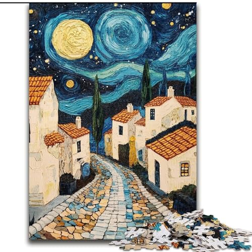 Puzzle 1000 Teile für Erwachsene, Nachthimmel-Haus, unmögliches Puzzle für Erwachsene, Kunstwerk-Dekor, Intelligenzspielzeug für Familien-Indoor-Spiele (Größe 26x38cm) von WGLINGX