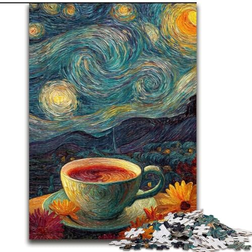 Puzzle 1000 Teile für Erwachsene, Nachthimmel-Kaffee, Puzzle für Erwachsene, 1000 Teile, Spielzeug, Geschenk, pädagogisches, intellektuelles, entspannendes, lustiges Familienspiel (Größe 50x75cm) von WGLINGX