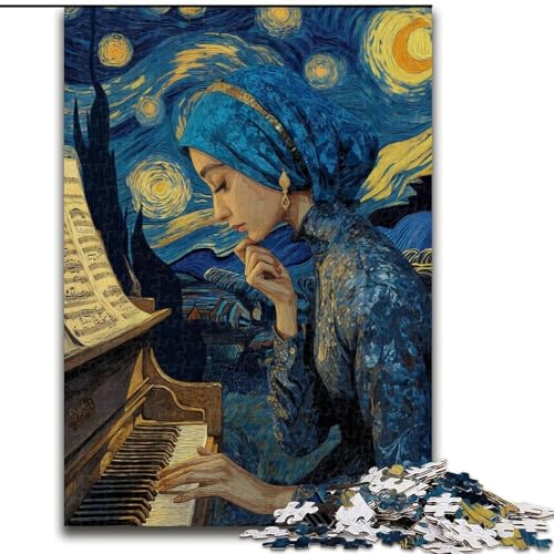 Puzzle 1000 Teile für Erwachsene, Nachthimmel-Klavier, 1000-teiliges Puzzle, interaktives Familienspiel, Denksportaufgabe als Geschenk, Lernspielzeug (Größe 26x38cm) von WGLINGX
