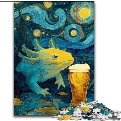 Puzzle 1000 Teile für Erwachsene, Nachthimmel-Salamander, Holzpuzzle für Geburtstage, Feiertage und besondere Anlässe (Größe 50x75cm) von WGLINGX