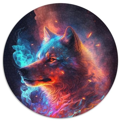 Puzzle 1000 Teile für Erwachsene, Nebula Wolf, runde Puzzles 1000 Teile für Erwachsene, anspruchsvolles Denkspiel – entspannendes Spielzeug für Teenager, 1000 Teile (67,5x67,5cm) von WGLINGX