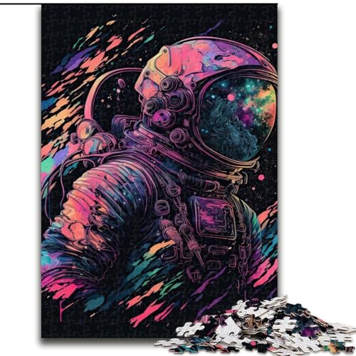 Puzzle 1000 Teile für Erwachsene, Neon-Astronauten-Puzzle 1000 Teile für Erwachsene, einzigartige DIY-Heimdekorations-Geschenkidee (Größe 26x38cm) von WGLINGX