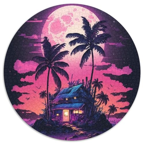 Puzzle 1000 Teile für Erwachsene, Neon Island House, runde Puzzles 1000 Teile für Erwachsene, anspruchsvolles Denkspiel – entspannendes Spielzeug für Teenager, 1000 Teile (67,5x67,5cm) von WGLINGX