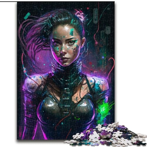 Puzzle 1000 Teile für Erwachsene, Neon-Mädchen, Holzpuzzle, perfektes Weihnachts- und Neujahrsgeschenk, Feiertagsgeschenk (Größe 50x75cm) von WGLINGX