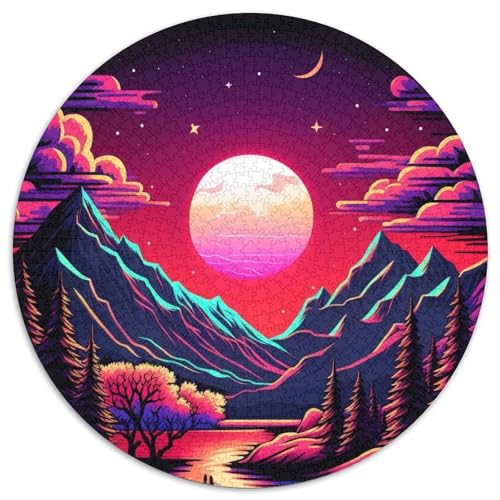 Puzzle 1000 Teile für Erwachsene, Neon Mountain, runde Puzzles 1000 Teile für Erwachsene, anspruchsvolles Denkspiel – entspannendes Spielzeug für Teenager, 1000 Teile (67,5x67,5cm) von WGLINGX