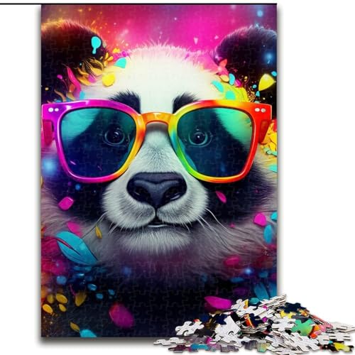 Puzzle 1000 Teile für Erwachsene, Neonbrille, Panda, Puzzle für Erwachsene, 1000 Teile, Heimdekorationsgeschenk, Denkspiel (Größe 26x38cm) von WGLINGX
