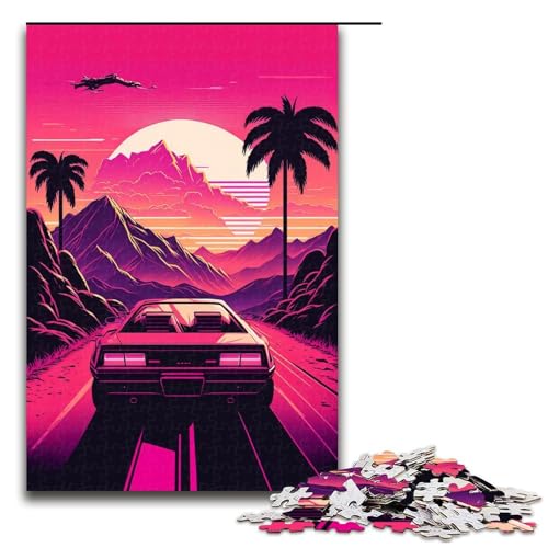 Puzzle 1000 Teile für Erwachsene, Neonlandschaft, Holzpuzzle, pädagogisches Spielzeug zum Stressabbau (Größe 50 x 75 cm) von WGLINGX