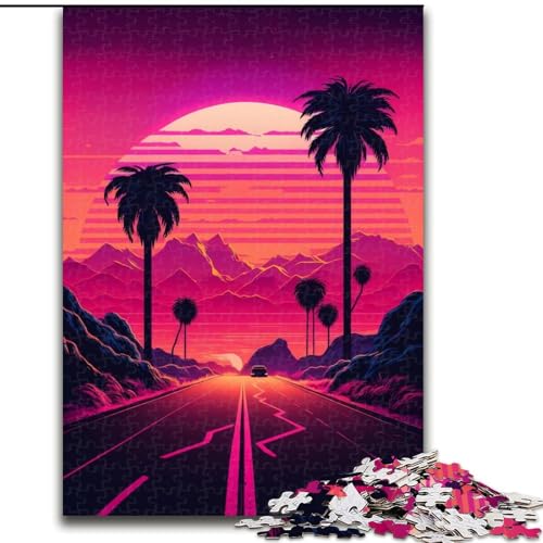 Puzzle 1000 Teile für Erwachsene, Neonlandschaft, Papppuzzle, perfektes Weihnachts- und Neujahrsgeschenk, Feiertagsgeschenk (Größe 26x38cm) von WGLINGX