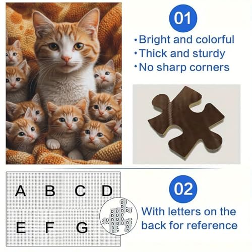 Puzzle 1000 Teile für Erwachsene, Orange Cat Family, 1000-teiliges Puzzle für Erwachsene, Aktivität für Erwachsene und Familien, DIY-Heimdekor-Geschenk (Größe 50x75cm) von WGLINGX