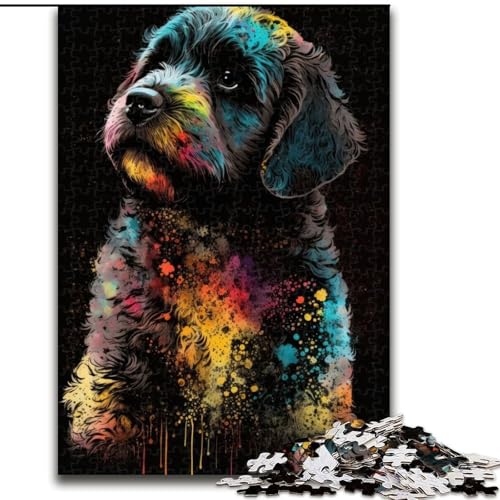 Puzzle 1000 Teile für Erwachsene, Paintsplash-Welpe, 1000-teiliges Puzzle, Spielzeug, Geschenk, pädagogisches, intellektuelles, entspannendes Spaßspiel für die ganze Familie, Größe 26x38cm von WGLINGX