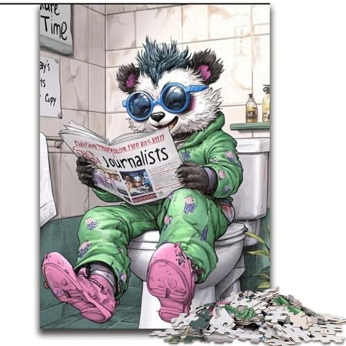 Puzzle 1000 Teile für Erwachsene, Panda Go Toilet, 1000-teiliges Puzzle, Lernspiele, schöne Dekoration (Größe 26x38cm) von WGLINGX