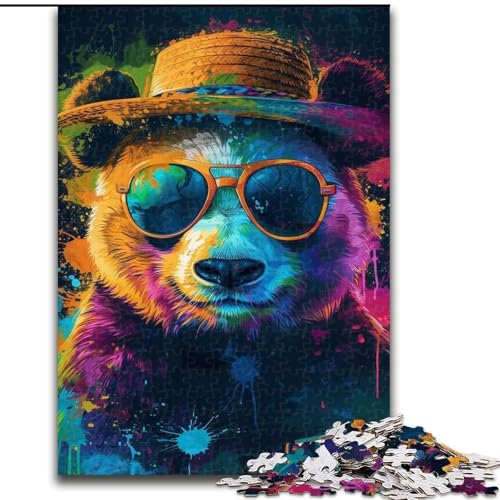 Puzzle 1000 Teile für Erwachsene, Panda mit Hut, 1000 Teile Puzzle-Geschenke, geeignet für Geburtstage, Halloween, Thanksgiving, Ostern (Größe 26x38cm) von WGLINGX