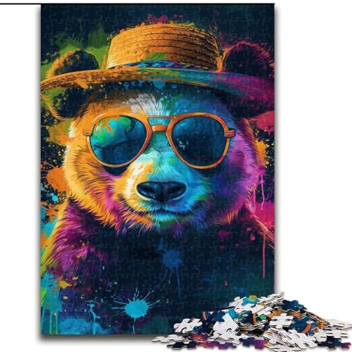 Puzzle 1000 Teile für Erwachsene, Panda mit Hut, 1000 Teile Puzzle-Geschenke, geeignet für Geburtstage, Halloween, Thanksgiving, Ostern (Größe 50x75cm) von WGLINGX