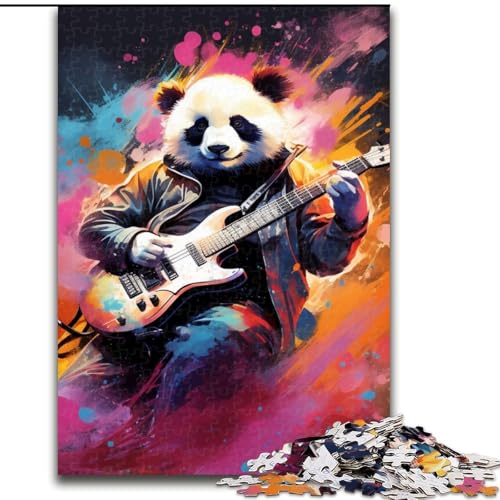 Puzzle 1000 Teile für Erwachsene, Panda spielt Gitarre, 1000-teilige Puzzles für Erwachsene für Familienspaß, perfekt für Feiertage, interaktive Spieleabende (Größe 38x26cm) von WGLINGX