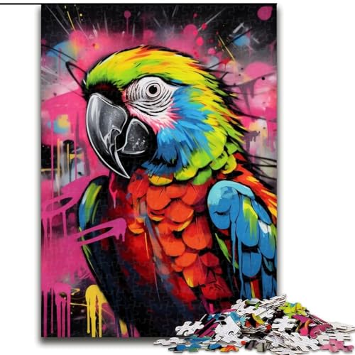 Puzzle 1000 Teile für Erwachsene, Papagei-Graffiti-Malpuzzle, 1000 Teile, interaktives Familienspiel, Denksportaufgabe, Geschenk, Lernspielzeug (Größe 26x38cm) von WGLINGX