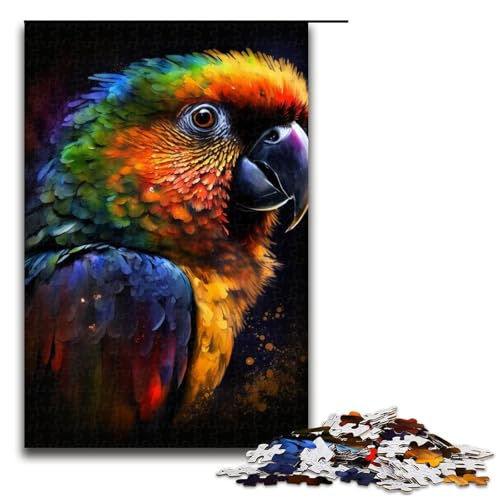 Puzzle 1000 Teile für Erwachsene, Papagei-Vogel-Puzzle, Geschenk, Holzpuzzle, Lernspiel, Herausforderungsspielzeug (Größe 50 x 75 cm) von WGLINGX