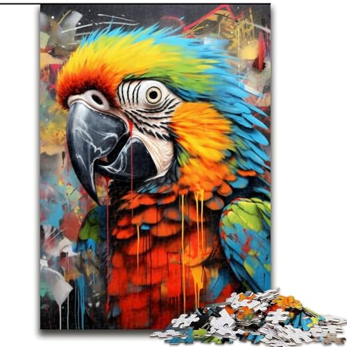 Puzzle 1000 Teile für Erwachsene, Papageien-Graffiti-Puzzle für Erwachsene, 1000 Teile, Heimdekorationsgeschenk, Denkspiel (Größe 26x38cm) von WGLINGX