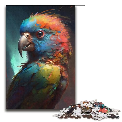 Puzzle 1000 Teile für Erwachsene, Papageien-Puzzle, Kartonpuzzle, pädagogisches Spielzeug zum Stressabbau (Größe 38 x 26 cm) von WGLINGX