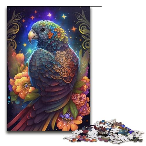 Puzzle 1000 Teile für Erwachsene, Papageien-Puzzle, Kartonpuzzle, pädagogisches Spielzeug zum Stressabbau (Größe 38 x 26 cm) von WGLINGX