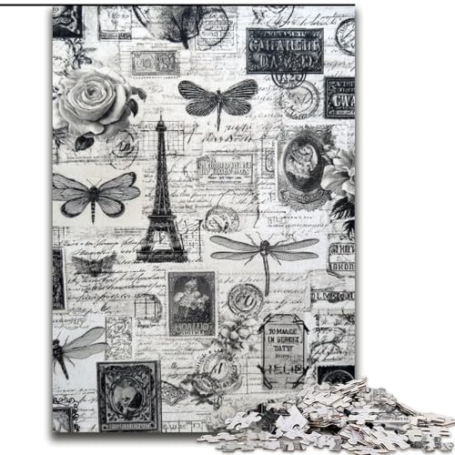 Puzzle 1000 Teile für Erwachsene, Paris-Collage, Puzzle für Erwachsene, 1000 Teile, Spielzeug, Geschenk, pädagogisches, intellektuelles, entspannendes, lustiges Familienspiel (Größe 50x75cm) von WGLINGX