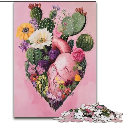 Puzzle 1000 Teile für Erwachsene, Pflanzenherz, 1000-teiliges Puzzle, interaktives Familienspiel, Denksportaufgabe als Geschenk, Lernspielzeug (Größe 26x38cm) von WGLINGX