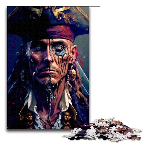 Puzzle 1000 Teile für Erwachsene, Piratenkapitän, Holzpuzzle, pädagogisches Spielzeug zum Stressabbau (Größe 50 x 75 cm) von WGLINGX