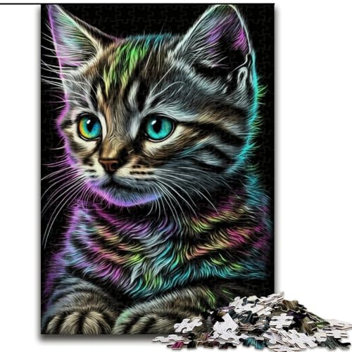 Puzzle 1000 Teile für Erwachsene, Porträt Einer schönen Katze, Puzzles für Erwachsene für Teenager, Familien-Lernspiele, Heimdekoration, Geschenk (Größe 50x75cm) von WGLINGX