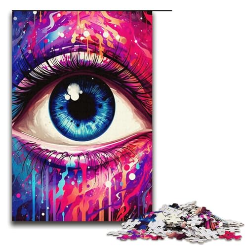 Puzzle 1000 Teile für Erwachsene, Psychedelic Eyes, Puzzle für Erwachsene, Papppuzzle für Familienspaß und Spieleabend, 14,96 x 10,24 Zoll von WGLINGX