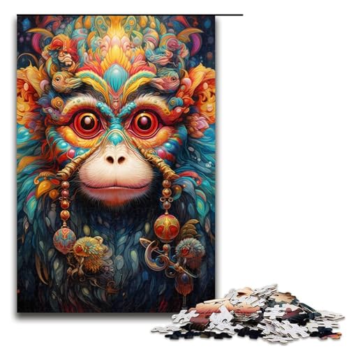 Puzzle 1000 Teile für Erwachsene, Psychedelic Monkey, Puzzles für Teenager, Spielzeug, Denkspiel (Größe 50 x 75 cm) von WGLINGX