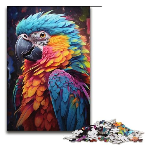 Puzzle 1000 Teile für Erwachsene, Psychedelisches Gemälde, Bunter Papagei, Puzzle für Teenager, Spielzeug, Denkspiel (Größe 38 x 26 cm) von WGLINGX