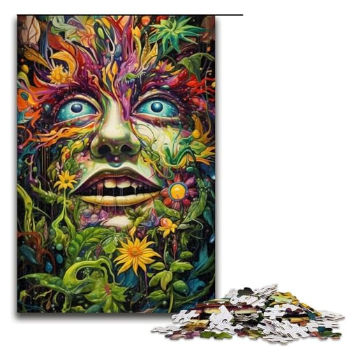 Puzzle 1000 Teile für Erwachsene, Psychedelisches Gesicht, Puzzle für Teenager, Spielzeug, Denkspiel (Größe 50 x 75 cm) von WGLINGX