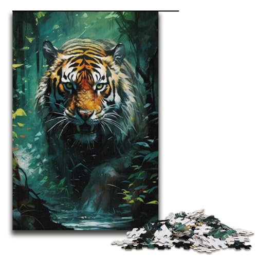 Puzzle 1000 Teile für Erwachsene, Psychedelisches Tiertiger-Puzzle für Erwachsene, Papppuzzle für Familienspaß und Spieleabend, 14,96 x 10,24 Zoll von WGLINGX
